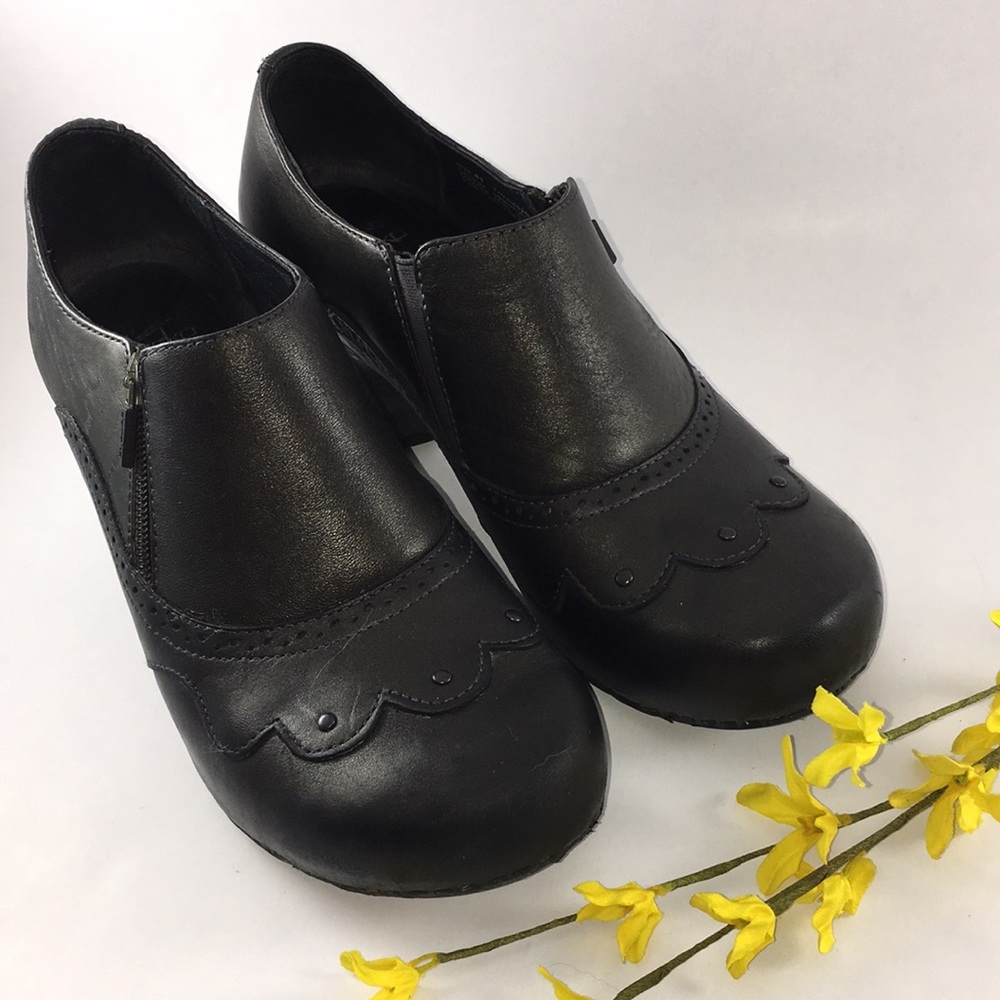 Dansko Leather Zip up Heeled Clogs